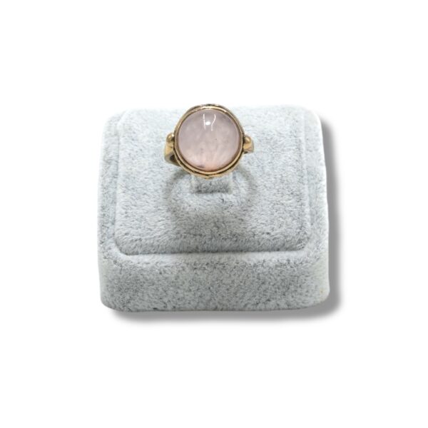 Pembe Kuvars Bronz Doğal Taş Yüzük