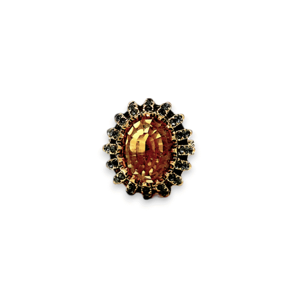 Sarı Kedi Gözü Otantik işlemeli Bronz Yüzük