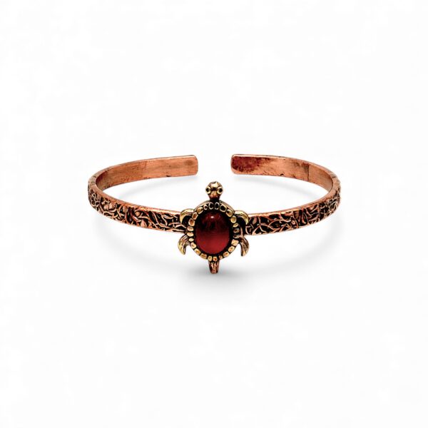 Kırmızı Akik Doğal Taş Kaplumbağa Bakır Bileklik