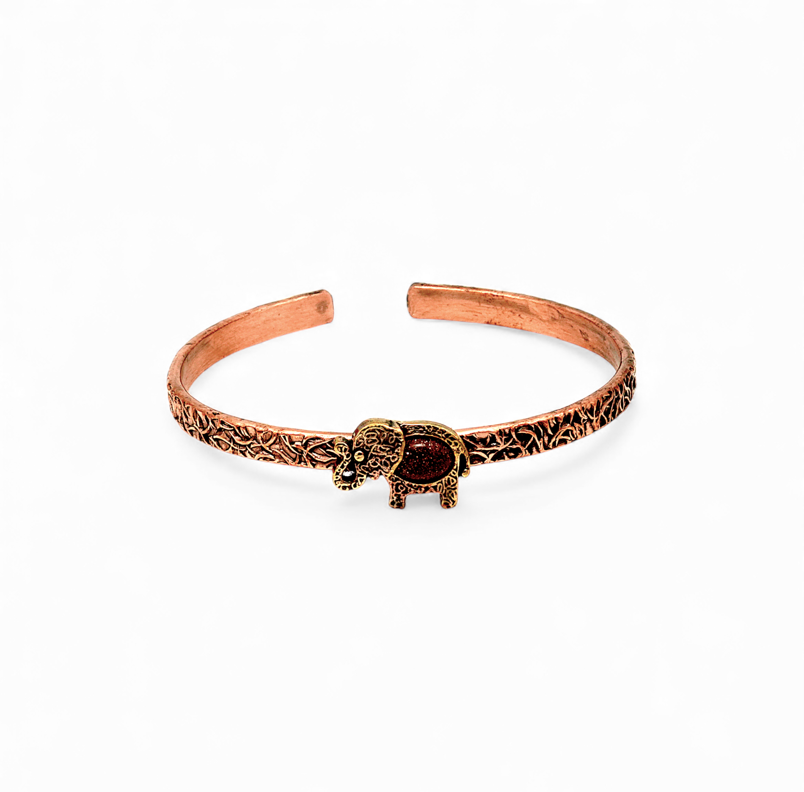 filkahveyıldız1 Kahverengi Yıldız Doğal Taş Fil Bakır Bileklik - Görsel 1